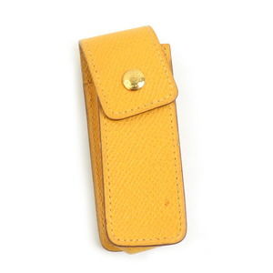Hermes Gum Case/Lipstick Case Bag/Pouch Leather Yellow Gold Women's e60779n